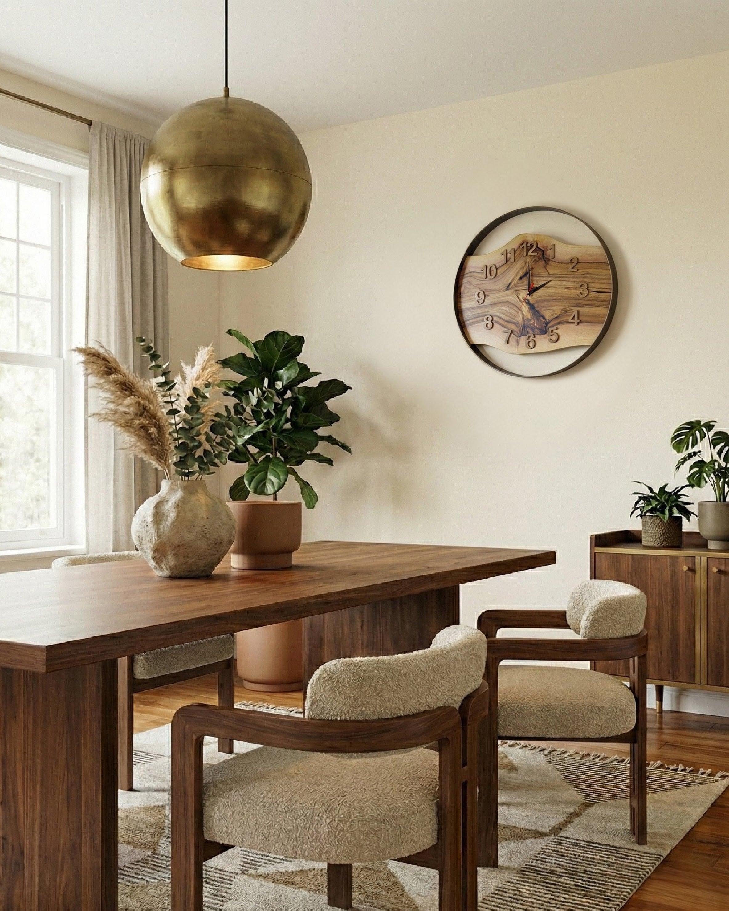 Handcrafted Live Edge European Walnut Wall Clock AETERNUM 20"