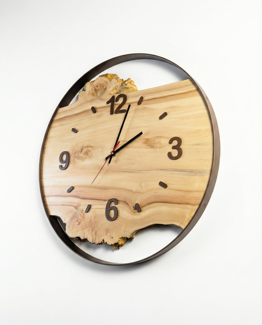 Handcrafted Live Edge Maple Wall Clock HARMONY 19"