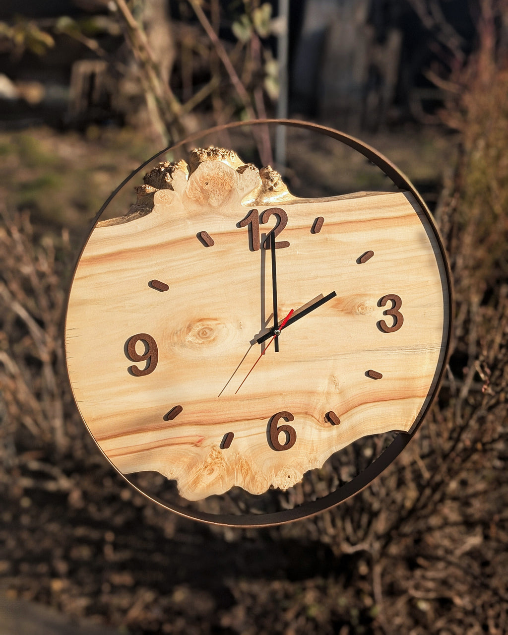 Handcrafted Live Edge Maple Wall Clock HARMONY 19"