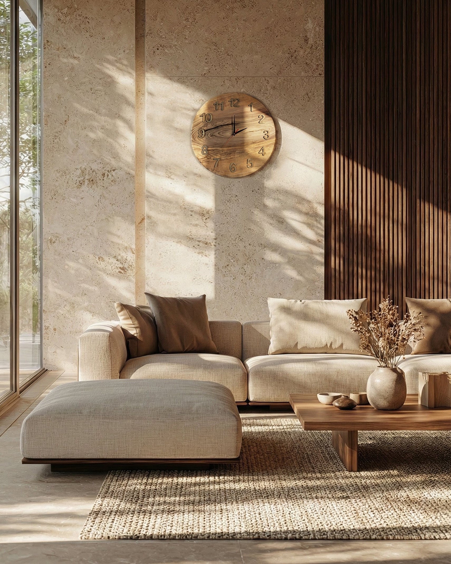 Handcrafted Wooden Wall Clock JUPITER 17 1/2"