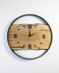 Handcrafted Live Edge European Oak Wall Clock RELICTUM GOLD 19"