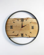 Handcrafted Live Edge European Oak Wall Clock RELICTUM GOLD 19"