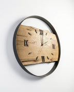 Handcrafted Live Edge European Oak Wall Clock RELICTUM GOLD 19"