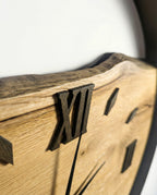 Handcrafted Live Edge European Oak Wall Clock RELICTUM GOLD 19"