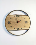 Handcrafted Live Edge European Oak Wall Clock RELICTUM GOLD 18"