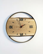 Handcrafted Live Edge European Oak Wall Clock RELICTUM GOLD 18"