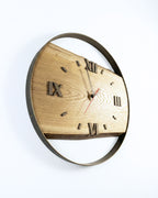 Handcrafted Live Edge European Oak Wall Clock RELICTUM GOLD 18"