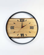 Handcrafted Live Edge European Oak Wall Clock RELICTUM BLACK 17 1/2"
