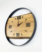 Handcrafted Live Edge European Oak Wall Clock RELICTUM BLACK 17 1/2"