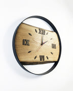 Handcrafted Live Edge European Oak Wall Clock RELICTUM BLACK 17 1/2"