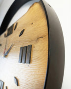 Handcrafted Live Edge European Oak Wall Clock RELICTUM BLACK 17 1/2"