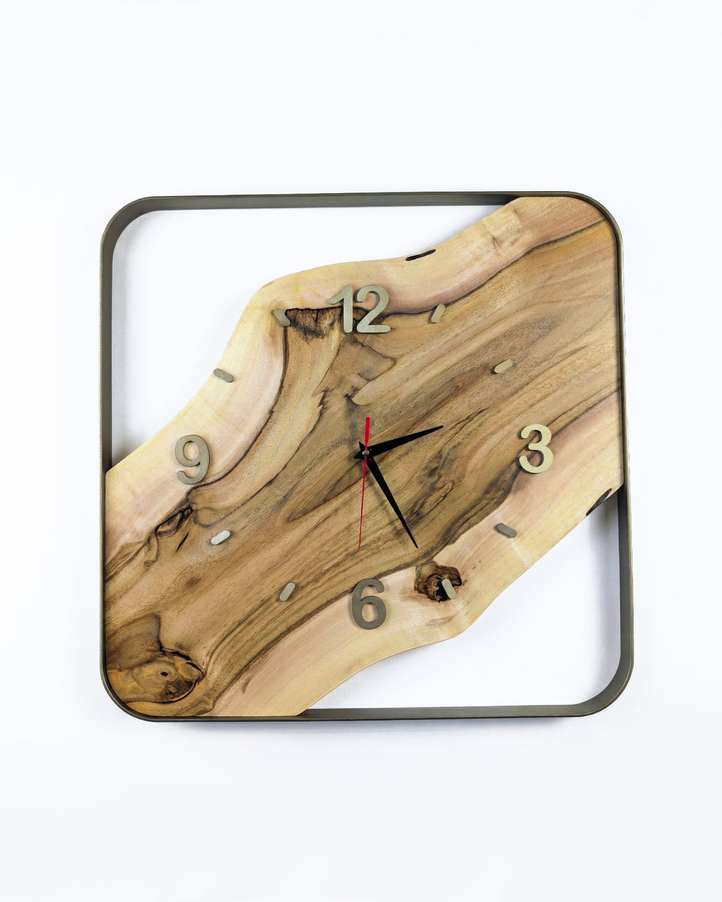 Handcrafted Live Edge European Walnut Wall Clock ARTDECO 18 1/2"