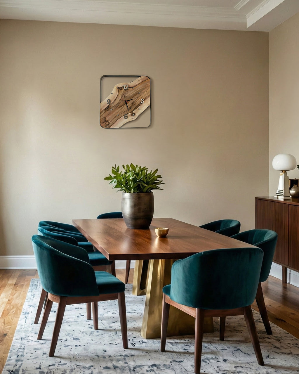 Handcrafted Live Edge European Walnut Wall Clock ARTDECO 18 1/2"