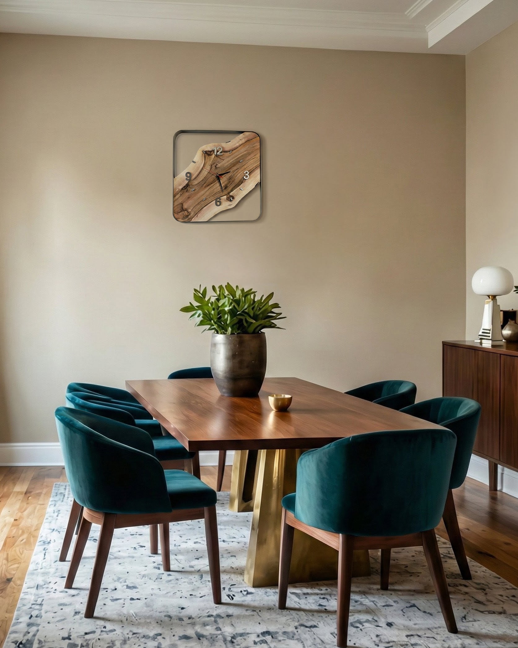 Handcrafted Live Edge European Walnut Wall Clock ARTDECO 18 1/2"